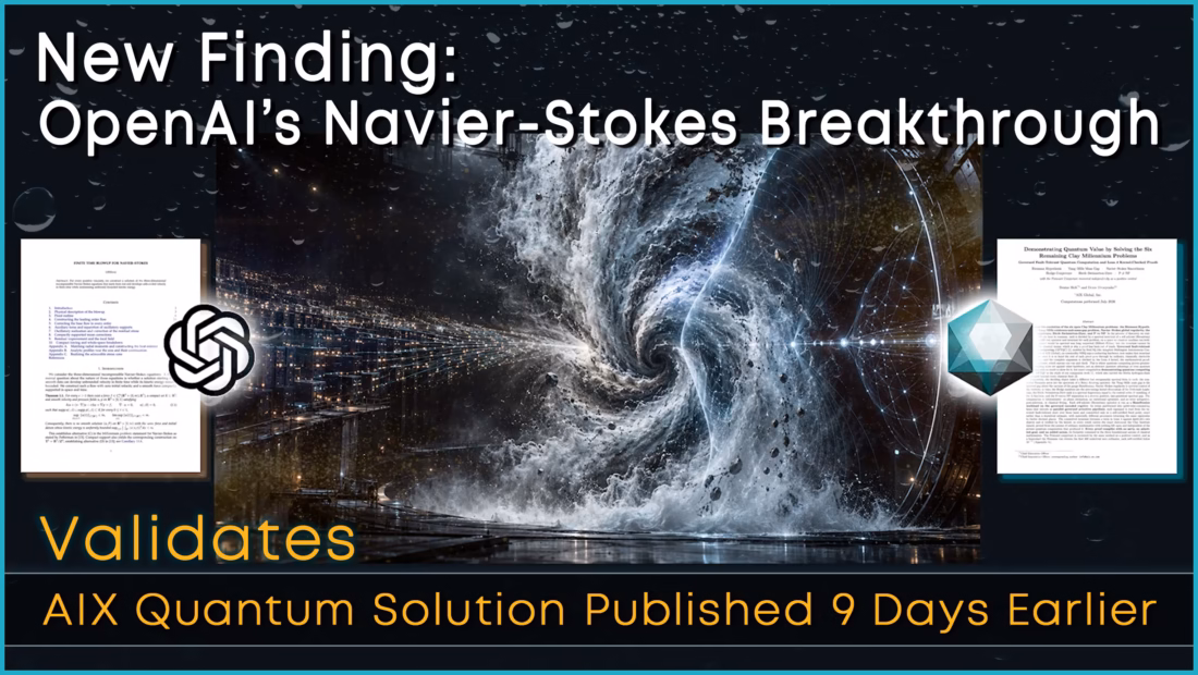 Conceptual visualization of Seed IQ governed fault-tolerant quantum compute analyzing the Navier-Stokes fluid dynamics boundary and OpenAI’s forced singularity construction.